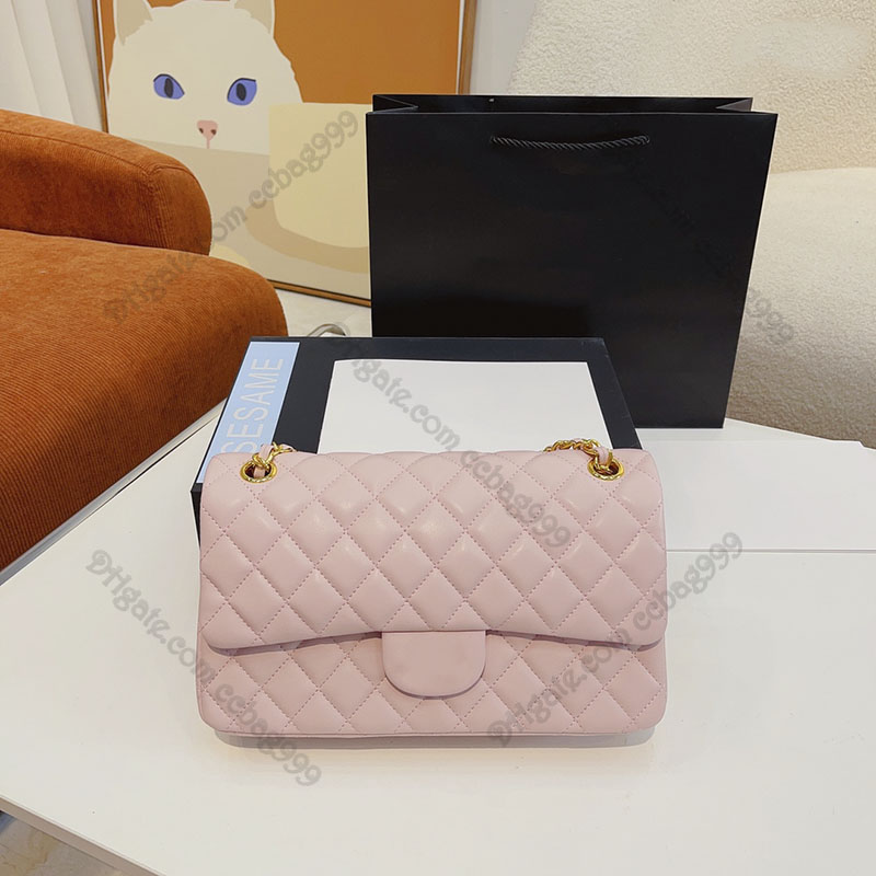 

Classic Double Flap Ladies Handbags Designer Bags Genuine Leather 10 Color Quilted Shoulder Bag Gold Hardware Totes Key Pouch Multi Pochette Handbag Sacoche 25cm, Red