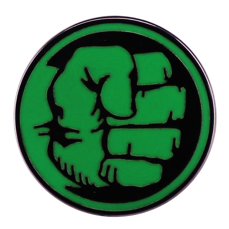 

Green Fist Badge Power Brooch Sci-Fi Movie Logo Enamel Pin accessory, As picture