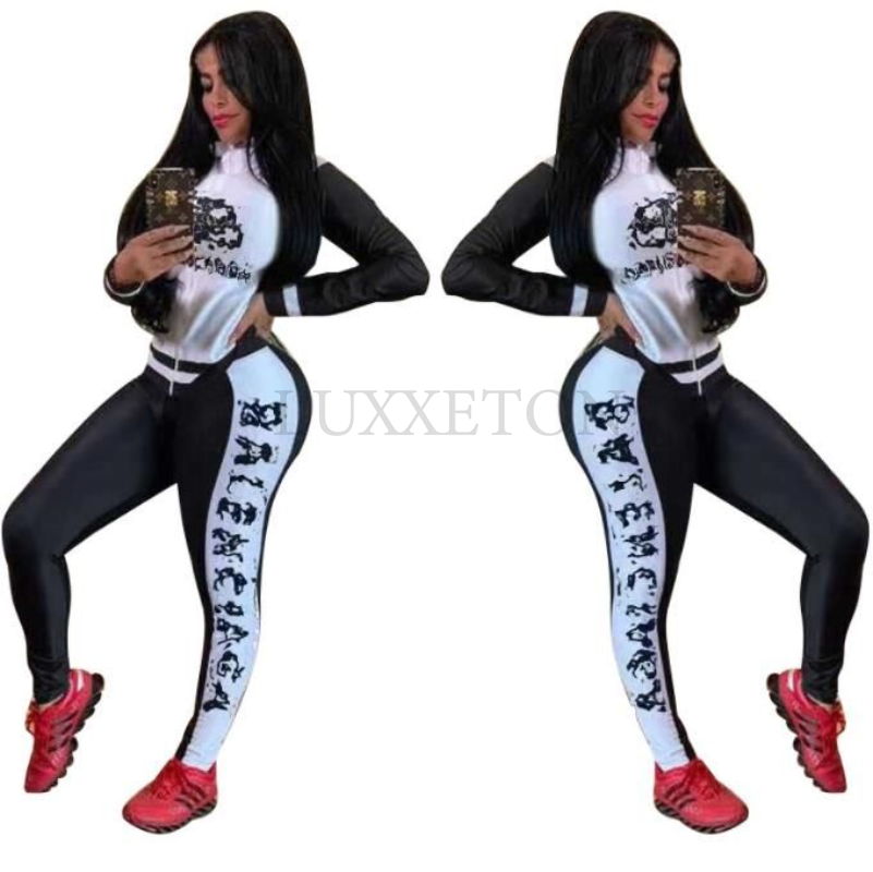 

Womens 2pcs Tracksuits Designer Printed Sport Suits Jacket Top and Trousers Suit Two Piece Sets Sportswear Outfits Jogging Suit Tracksuit Outfit Clothes, J2591
