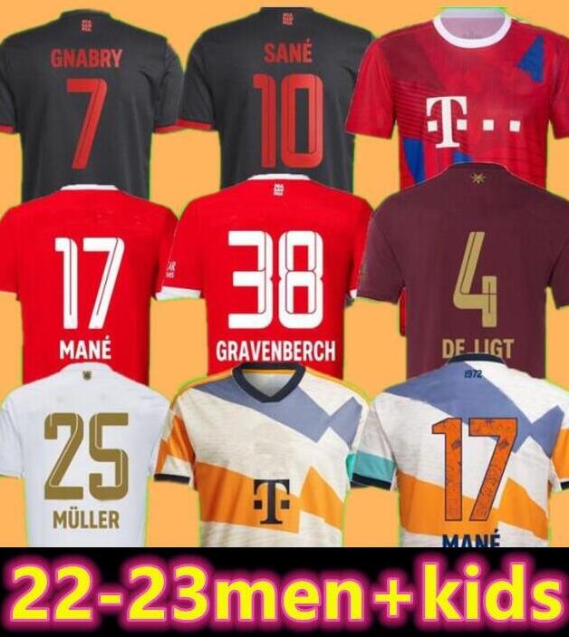 

New 2022 2023 adult Men kids kit Soccer jerseys 22 23 DE LIGT RIBERY HUMMELS VIDAL BAYERN MUNICH LEWANDOWSKI MULLER SANE home away 3rd child Football uniform, Special edition