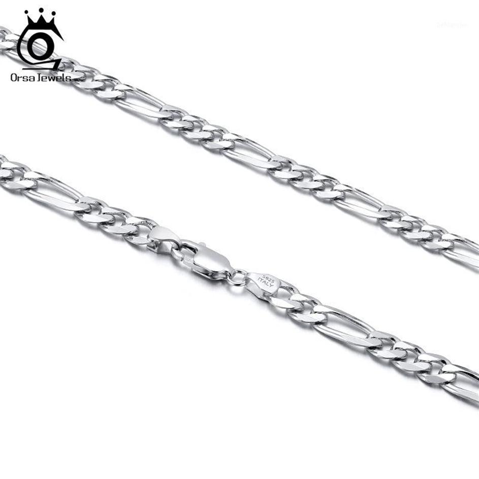 

Chains ORSA JEWELS Trendy Man Woman Figaro Chain Necklace 5mm Diamond-Cut 925 Silver Jewelry Party Gift Whole OSC341292Y
