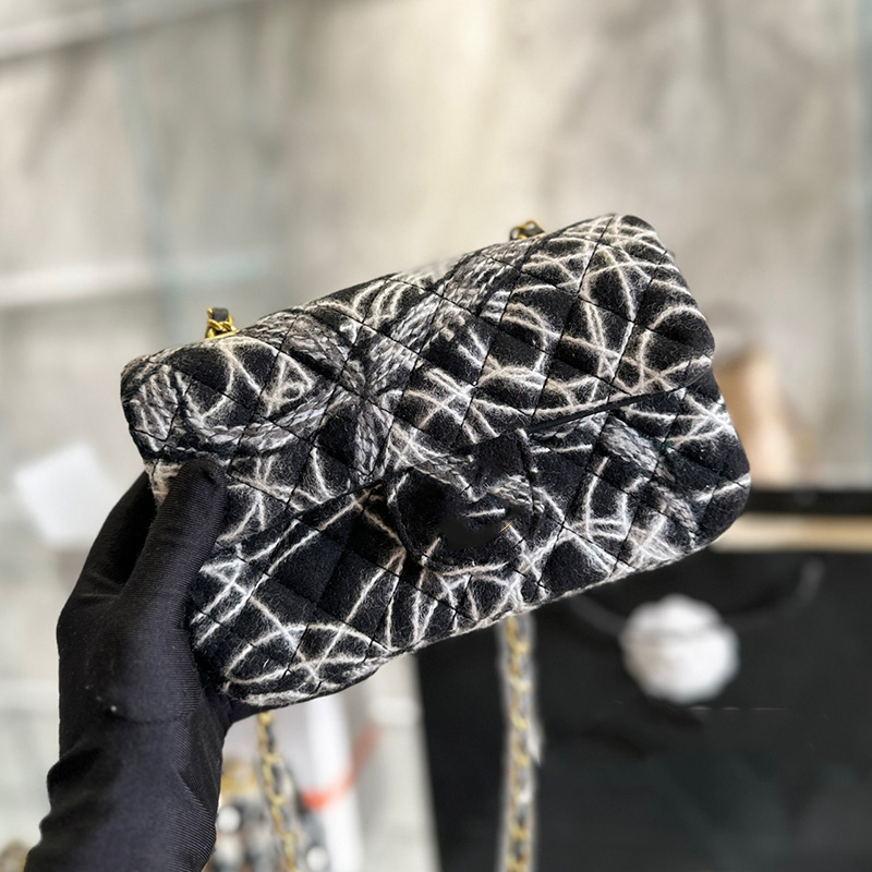 

CC Bags Luxury Brand Shoulder Bags Womens Wool Tweed Shoulder Bags Classic Mini Square Gold Metal Matelasse Chain Crossbody Purse Early Spri, Box