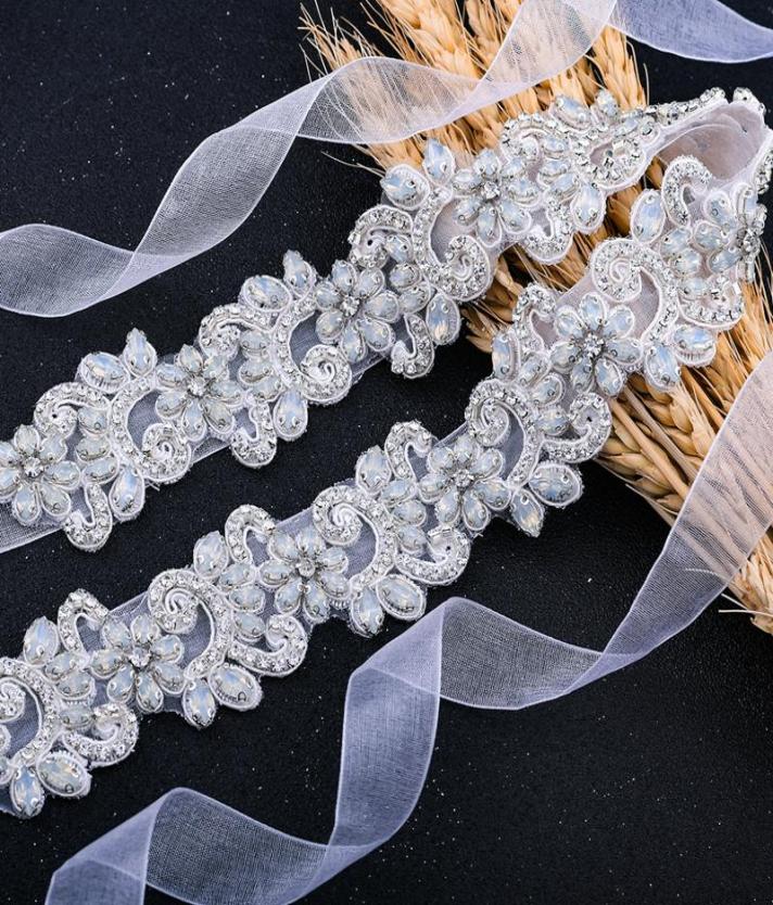 

Wedding Sashes S500 Opal Belts Rhinestone Bride Dress Accessories For Women Prom Evening Dresses Sash Retro Bridal Belt