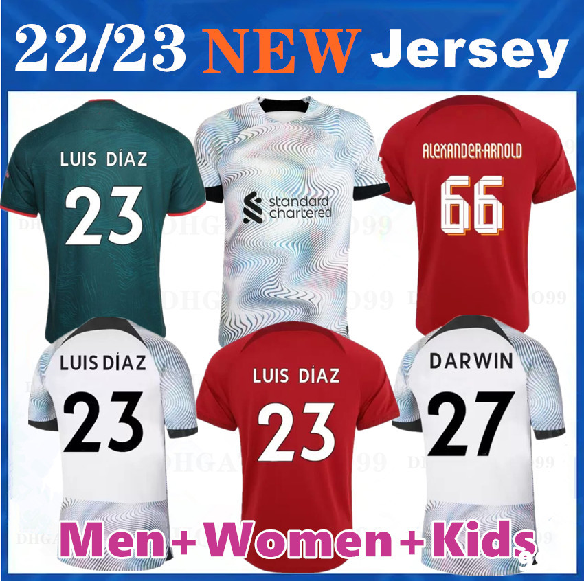 

XXXL 4XL soccer jerseys season home away 3rd DARWIN 2022 2023 Mohamed Luis DIaz Alexander Arnold football kit tops shirts men kids uniform Alisson goalkeeper, Fans