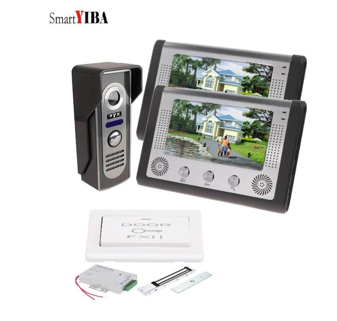 

SmartYIBA 7 Inch Wired Video Door Phone Intercom Entry System Doorbell Kit Support Monitoring Unlock Dual Way Talking Phones
