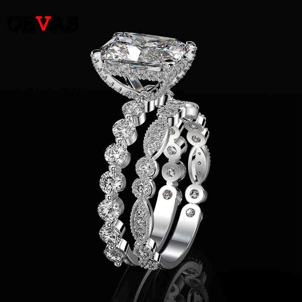 

OEVAS 100% 925 Sterling Silver Wedding Rings Set For Women Sparking Created Moissanite Gemstone Diamonds Engagement Fine Jewelry198E