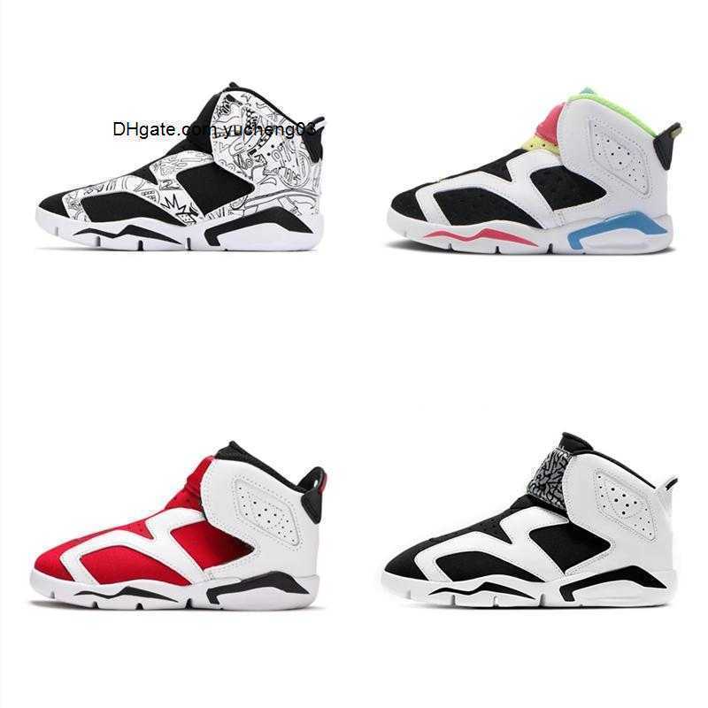 

VI 6 Infants 6s RETR O LTL FLEX SE TD Carmine Multi White Arctic Orange Oreo Ghost Green Black Coast Kids Sneaker Toddler Basketball Shoes, # 1