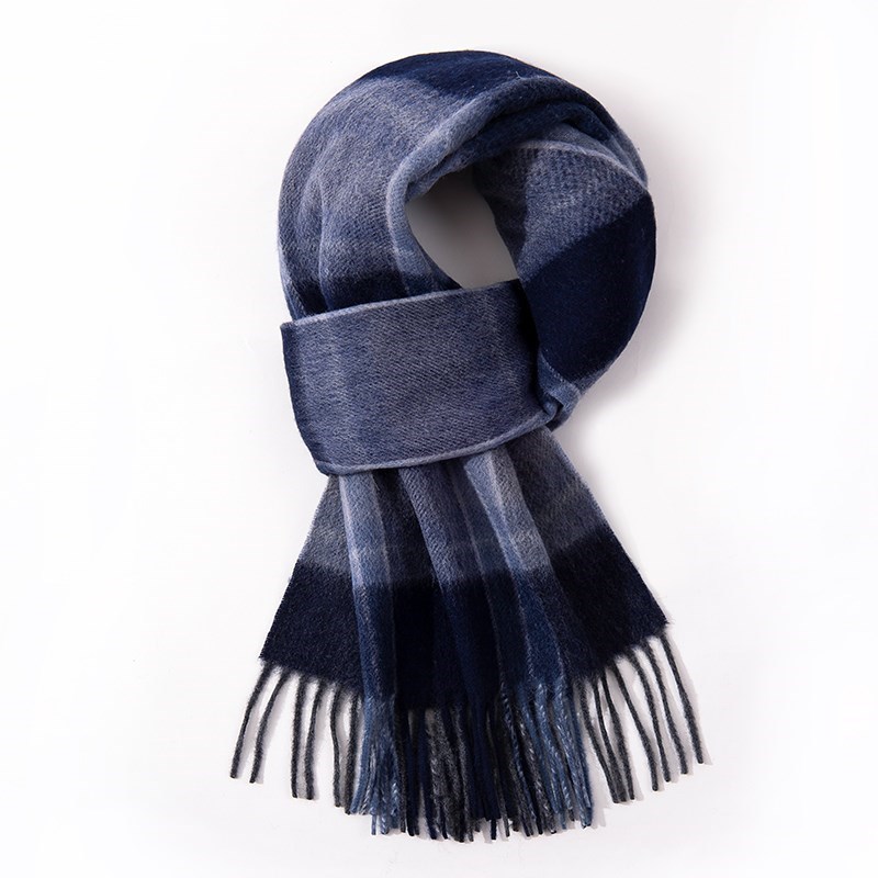 

Scarves 100 Wool Scarf for Men Winter Warm Neck Classic Business Designer Shawls Luxury Striped Plaid Blue Foulard Hommes 221119