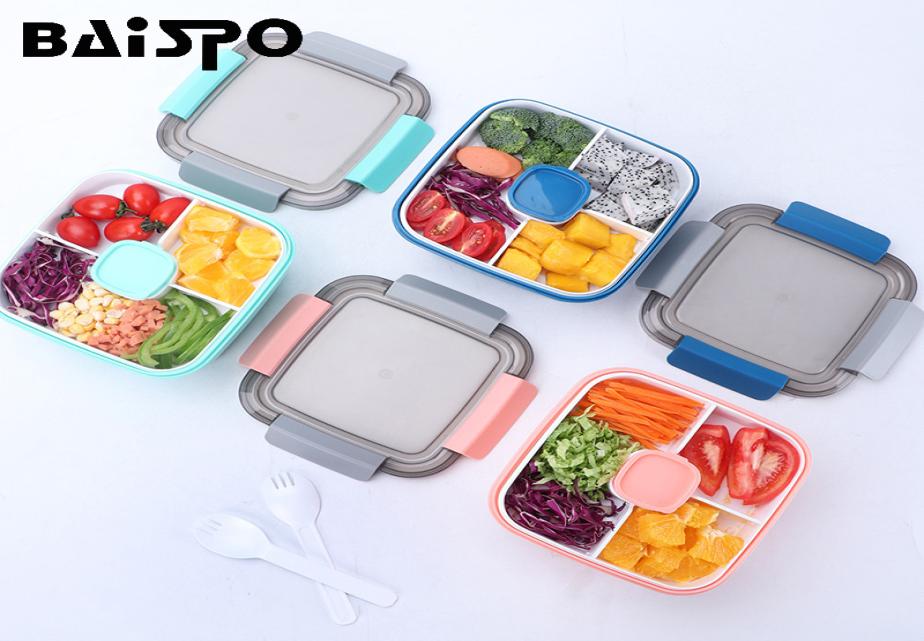 

Baispo Heated Lunch Box For Kids Bento Box Japanese Style With Tableware Compartment Design kitchen Food Container Microwaveable T