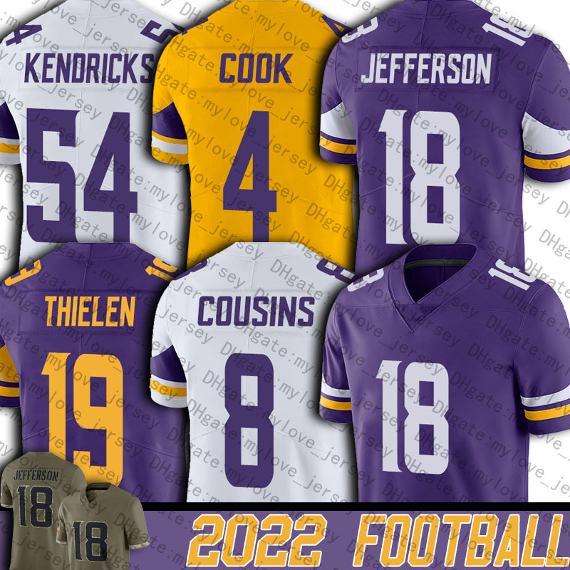 

18 Justin Jefferson Jersey Football TJ Hockenson Kirk Cousins Dalvin Cook Adam Thielen Jerseys Minnesota Vikings Danielle Hunter Patrick Peterson ZaDarius Smith, Youth custom jersey (wjr)