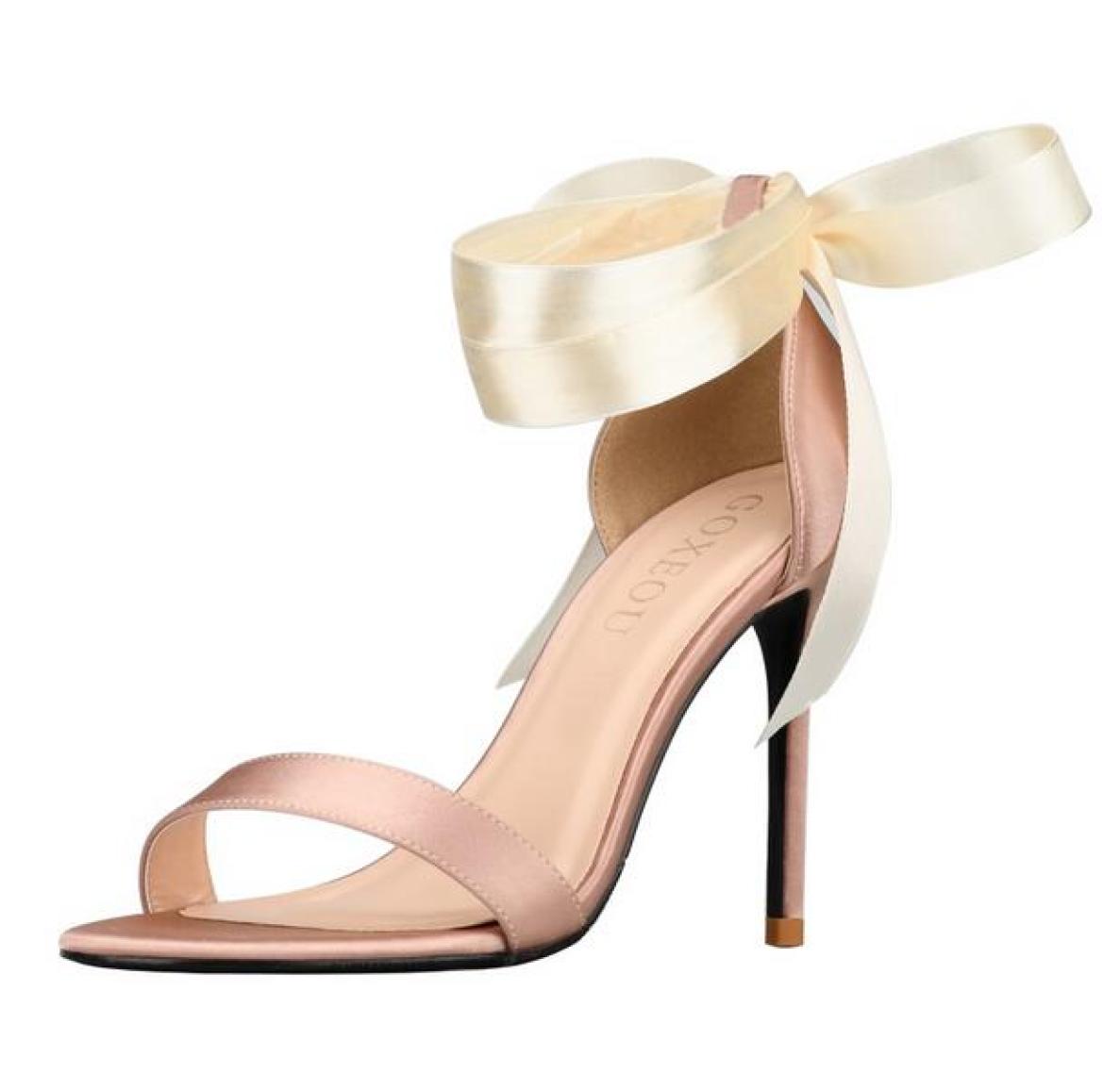 

2021 Designer Wedding Sandals Shoes 10cm High Heels Bridal Shoes Straps Cheap In Stock Women Girl Prom Party Evening Dress Pumps9305784, Black +black ribbon