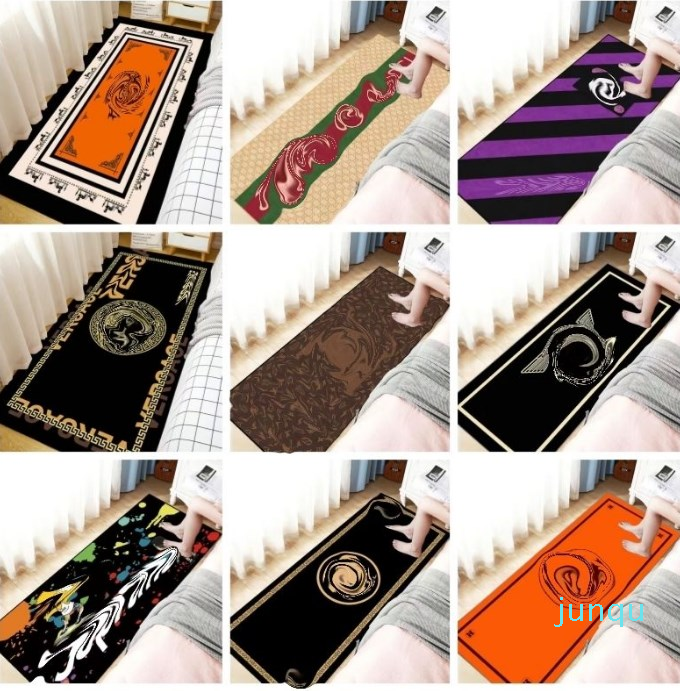

60x160CM Bedside Designer Carpets Entrance Hallway Doormat Kitchen Bathroom Anti-slip Rug Mat Luxury Living Room Bedroom Decorative Carpet Mats, As the picture