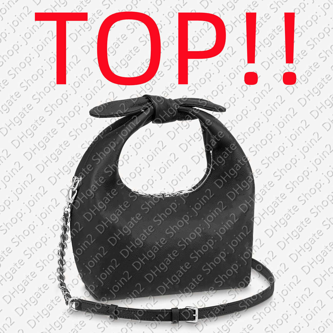 

TOP. M20703 WHY KNOT PM Shoulder designer clutch Bag Women purses ladies handbags, Black perforated leather