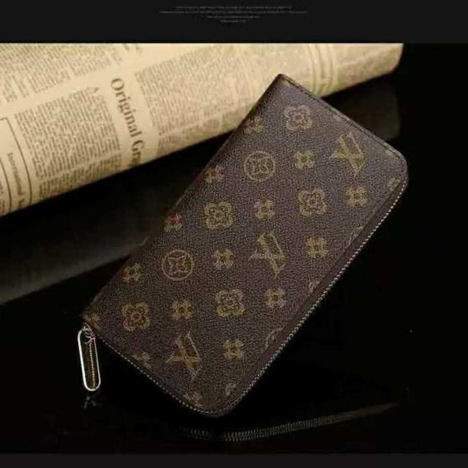 

Fashion women high quality Genuine leather wallet clutch purse classic single zipper wallets long purse with orange box, Customize