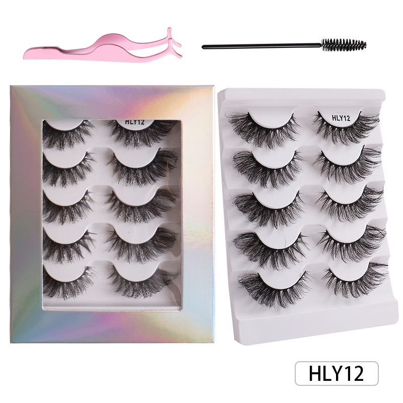 

Thick Natural Curly False Eyelashes Extensions with Brush and Tweezer Handmade Reusable Multilayer 3D Fake Lashes Full Strip Eyelashes Messy Crisscross Lash