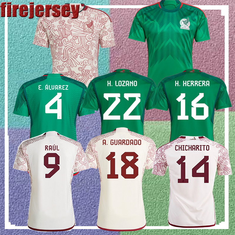 

Thailand 2022 Mexico soccer jerseys H.LOZANO CHICHARITO RAUL LOZANO 22 23 fans player version 2023 G DOS SANTOS OCHOA men kids sets kit football shirt uniforms 81004, Home