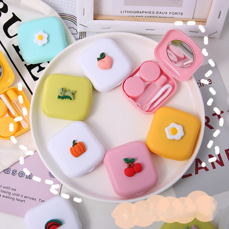 

Lens Clothes Candy Solid Color Women Portable Cute Contact es Box Case For Eyes Care Kit Glasses case Holder Container Gift 221119