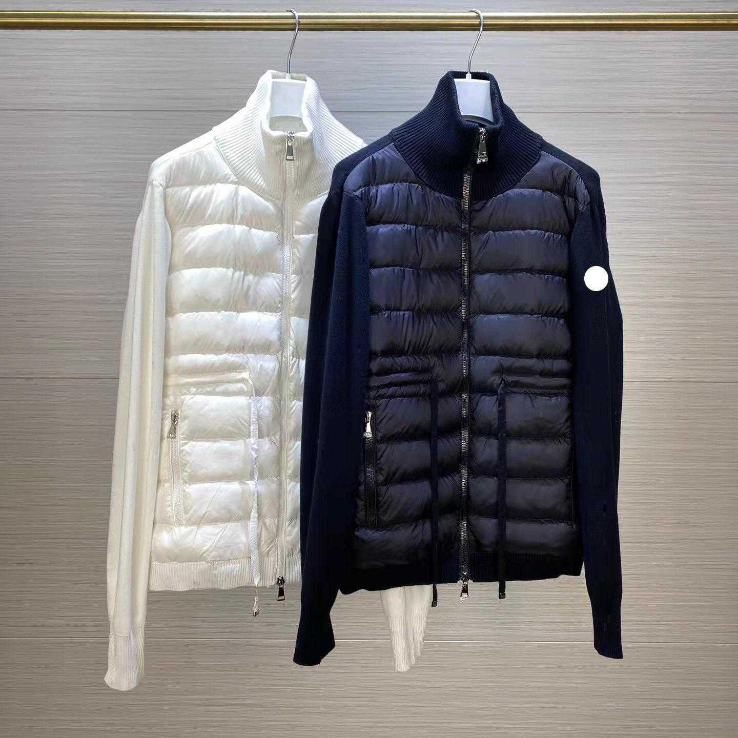 

Designer MAYA Women' Down Jackets French Knit Patchwork Coat Embroidered Armbands Drawstring Waist Size -L monclair nfc scan, Logo