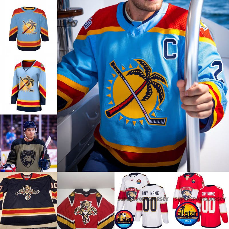 

Panthers Hockey Jerseys 2022-23 Reverse Retro Florida Sergei Bobrovsky Aleksander Barkov Matthew Tkachuk Aaron Ekblad Carter Verhaeghe Custom, White+2023 all star patch