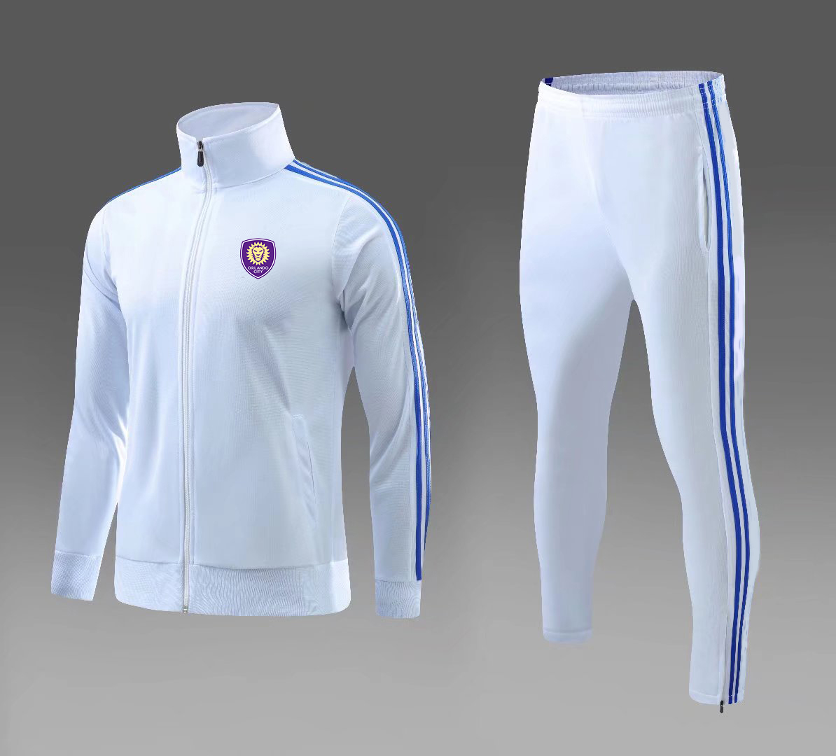 

Orlando City SC Men's Tracksuits Full zipper Jacket Pants warm outdoor football Training Winter Home Kits Running sportswear LOGO customize, No 1
