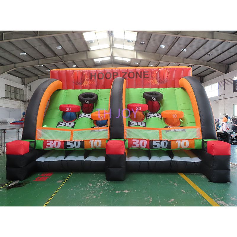 

free ship outdoor Games & activities 5x3m giant ball tosssing basketball zone inflatable hoop game for sale