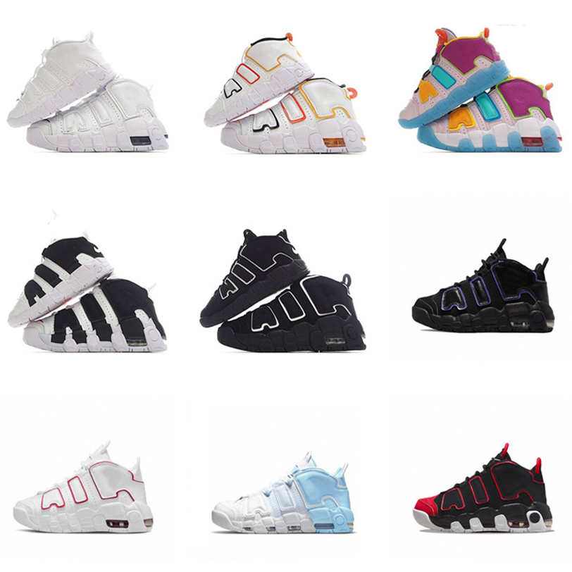 

Uptempos More kids children basketball shoes boys girls up tempos scottie pippen running shoes Triple Black University Blue baby toddlers