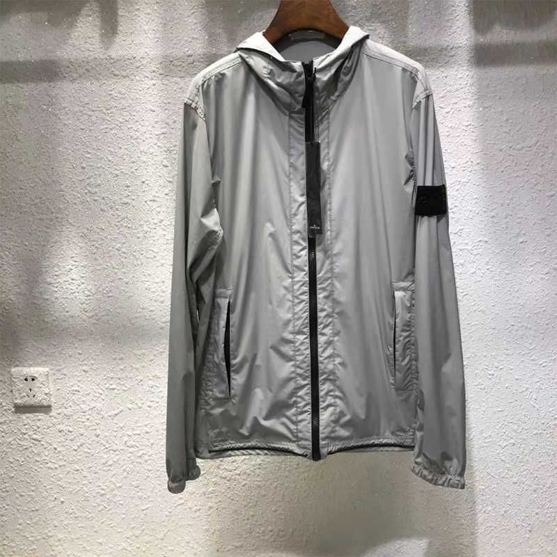 

Designer men badge jackets Stone Hooded Jacket Autumn women Coats zipper thin Coat hoodies Mens Outerwear Fashion Lover Sports windbreaker 63US