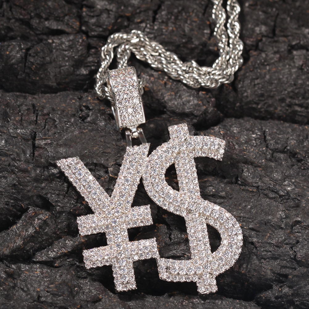 

TopBling Hip Hop Dollar Symbol Pendant Necklace Real White Gold Plated Jewelry