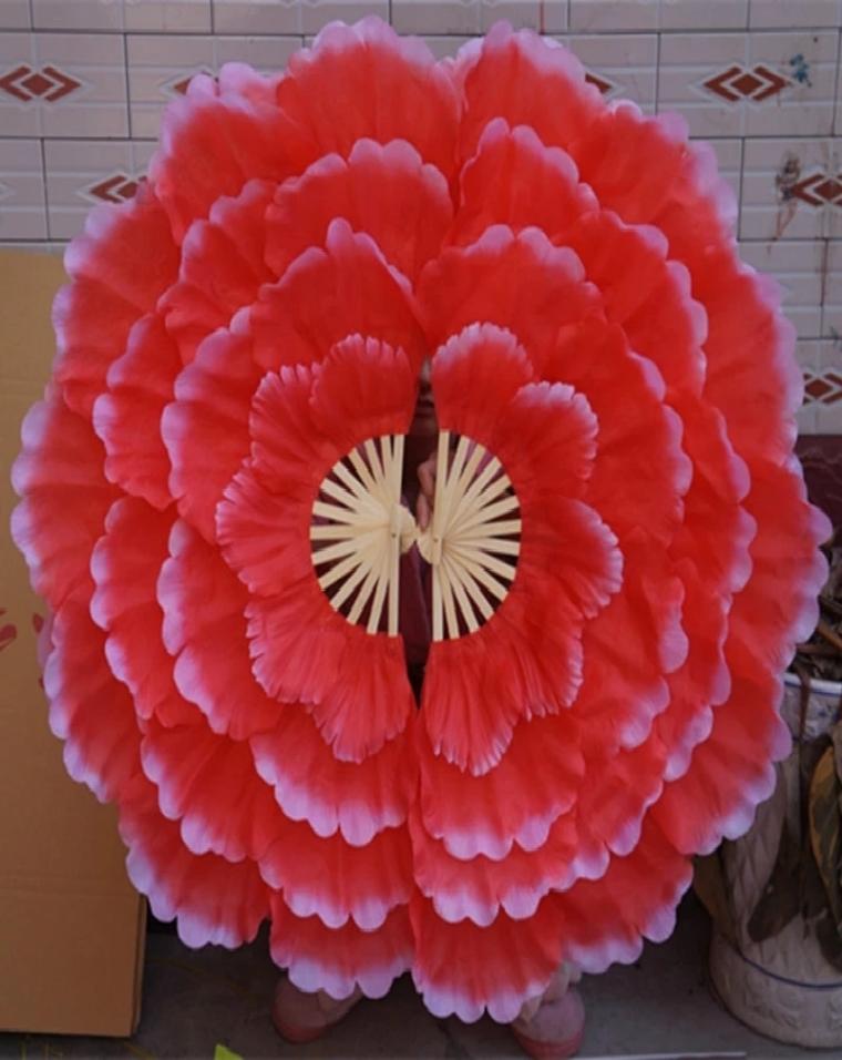 

2pcsDancing Fan Peony Flower Dance Hand Square Performance Props Eventail a Main Abanico Para Boda De Mano 220505
