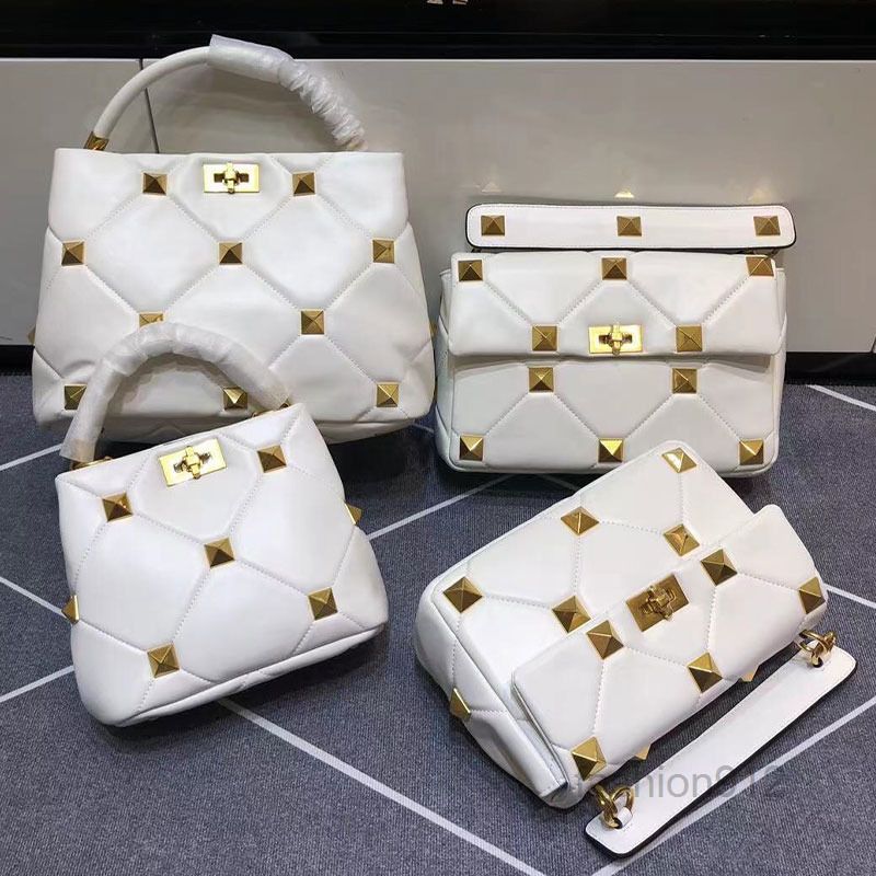 

Evening Bags Top Quality Rivet Bucket Bag Flap Purse Handbag Wallet On Chain Bag Crossbody Bags Genuine Leather Sacoche Thread Pochette dVs