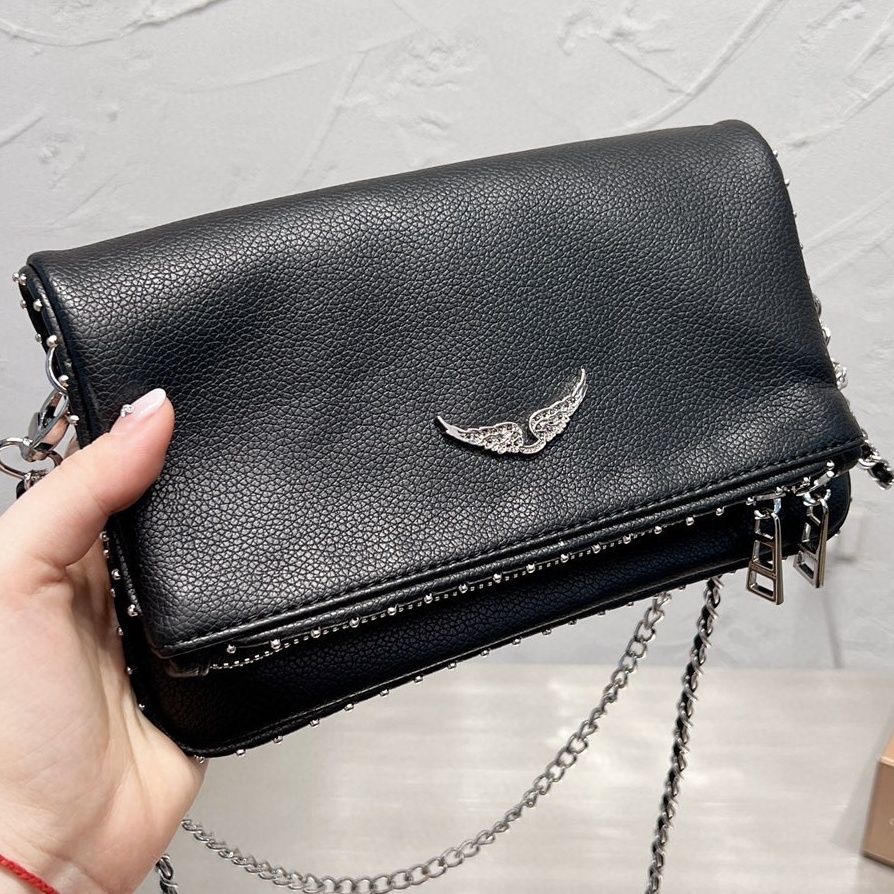 

Evening Bags Briefcases Popular Designer Womens Bag Handbag Zadig Wings Diamond-ironing ZV Rivets Sheepskin Leather Messenger Crossbody Handbags Two Chain Ladies, Pink