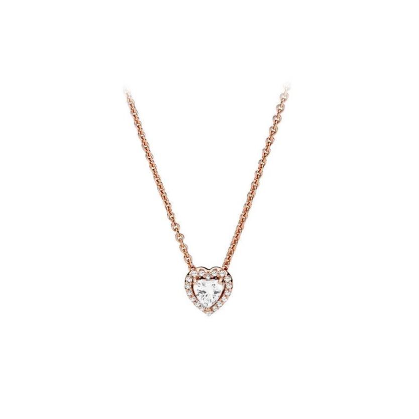 

925 sterling silver heart pendant necklace original box for Pandora CZ diamond bright star chain necklace women and men set gifts272L
