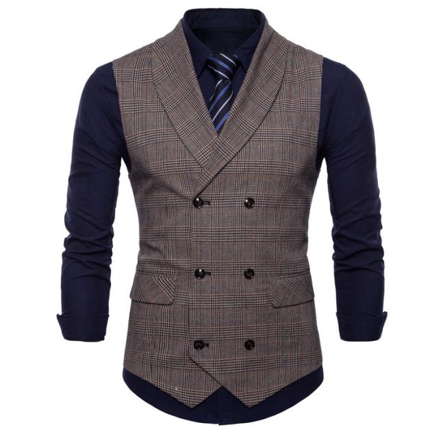

2020 Custom Made Sell Groom British Vests Single Breasted Double Breasted Mens Plaid Vests Slim Casual Wedding Party Bridesgro4152564