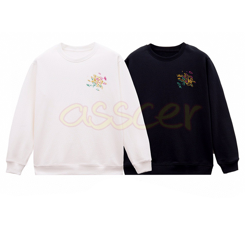 

Men Womens Streetwear Hoodies Designer Mens Letter Embroidery Pullover Tops Unisex Round Neck Sweatshirts Size -L, White
