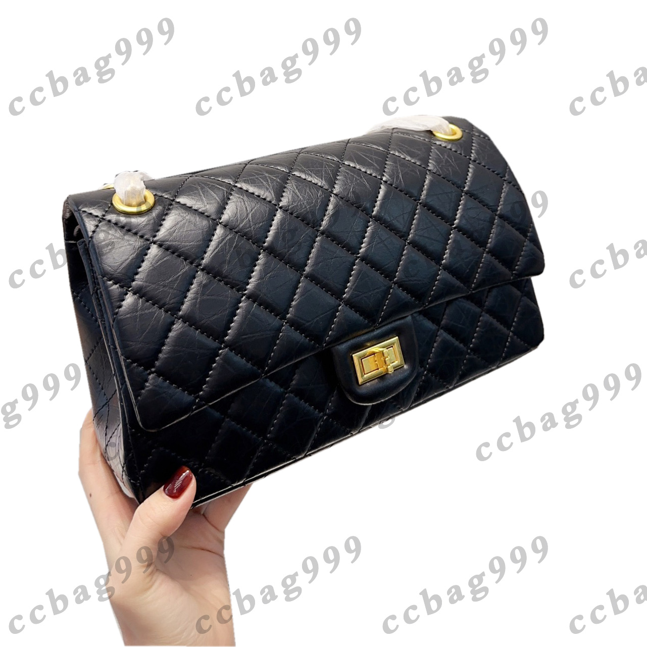 

Top Designer 2.55 Jumbo Quilted Bags Womens Classic Diamond Gold Silver Hardware Square Buckle Chain Purse French Genuine Leather Large Capacity Handbags 25/28CM, Box