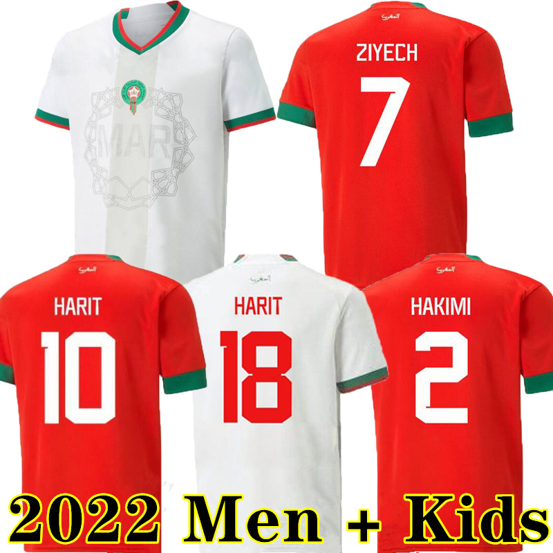

2022 Morocco soccer jerseys HAKIMI Maillot marocain ZIYECH EN-NESYRI football shirts men kids kit HARIT SAISS IDRISSI BOUFAL jersey, Color 1