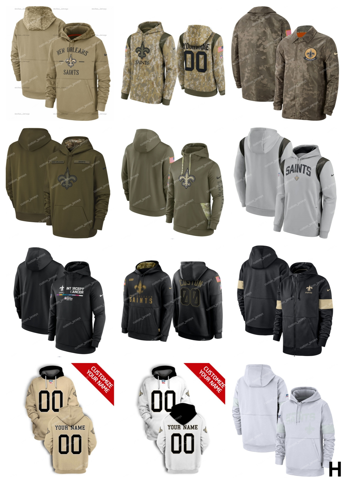 

Men Women Youth New Orleans''Saints''Hoodie Olive 2022 Salute to Service Therma Performance Pullover Custom Black Armygreen''NFL''Hoodie, 17