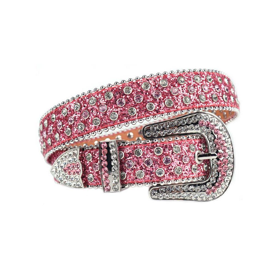 

2022 Belts for women mens designer BB simon Shiny Rhinestones Black on Black Blue white Multicolor226j, Pink