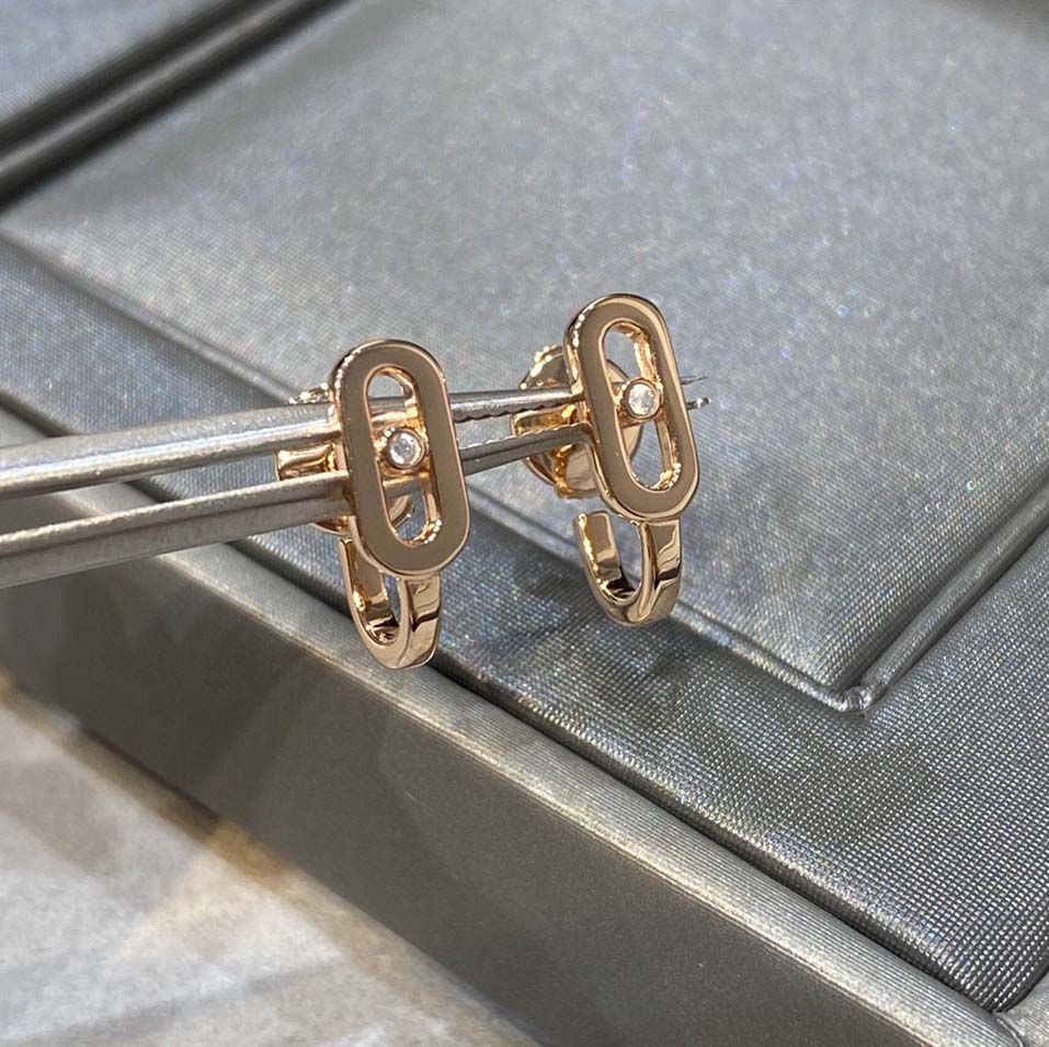 

2022 Luxury quality charm stud earring with diamond in 18k rose gold plated have stamp PS4956