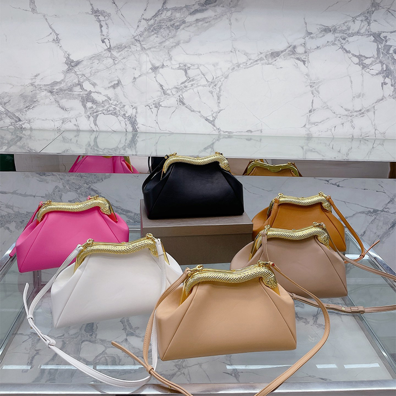 

shoulder bag Luxurys Designers Bags women handbag lady wallet simple versatile metal letter leather solid leather Postman handbags Snake exterior design very good, Beige+box