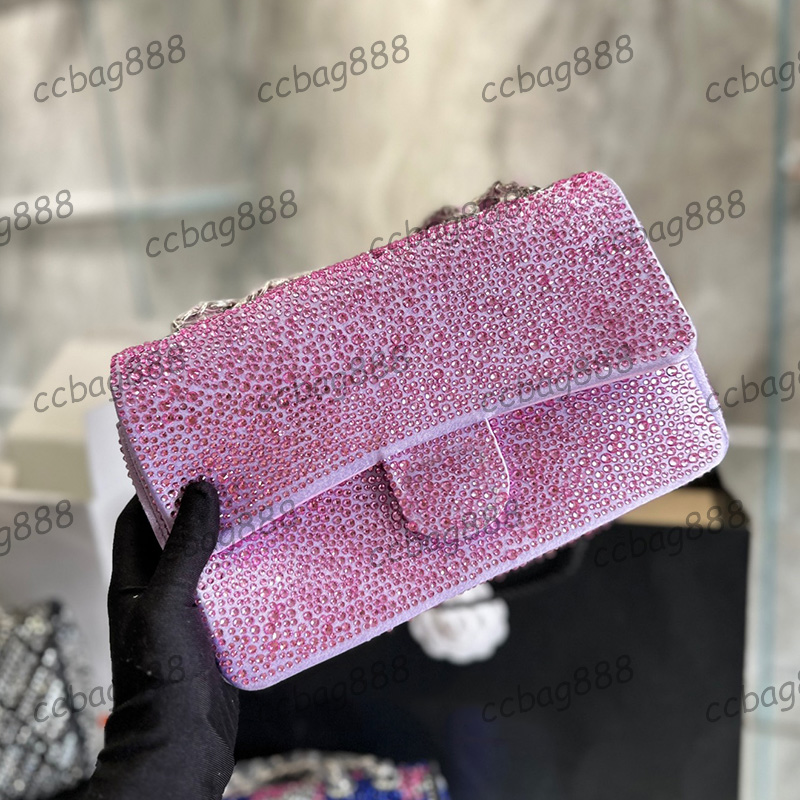 

CC Bags Luxury Brand Shoulder Bags Womens Classic Strass Shimmer Glitter Medium Bags Classic Single Flap 4 Colors Silver Metal Matelasse Cha, Box