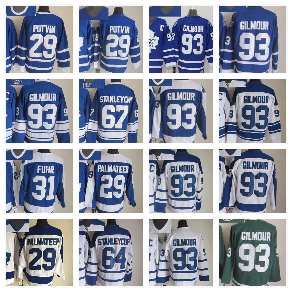 

Toronto Maple''Leafs''New Retro Ice Hockey Jerseys 93 Doug Gilmour 64 Stanleycup 29 Felix Potvin 31 Grant Fuhr Stitched Jersey, Same as picture (with team name)