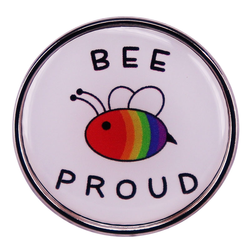 

Bee Proud Enamel Pin Rainbow Bee Badge LGBT Pride Accessories, As picture