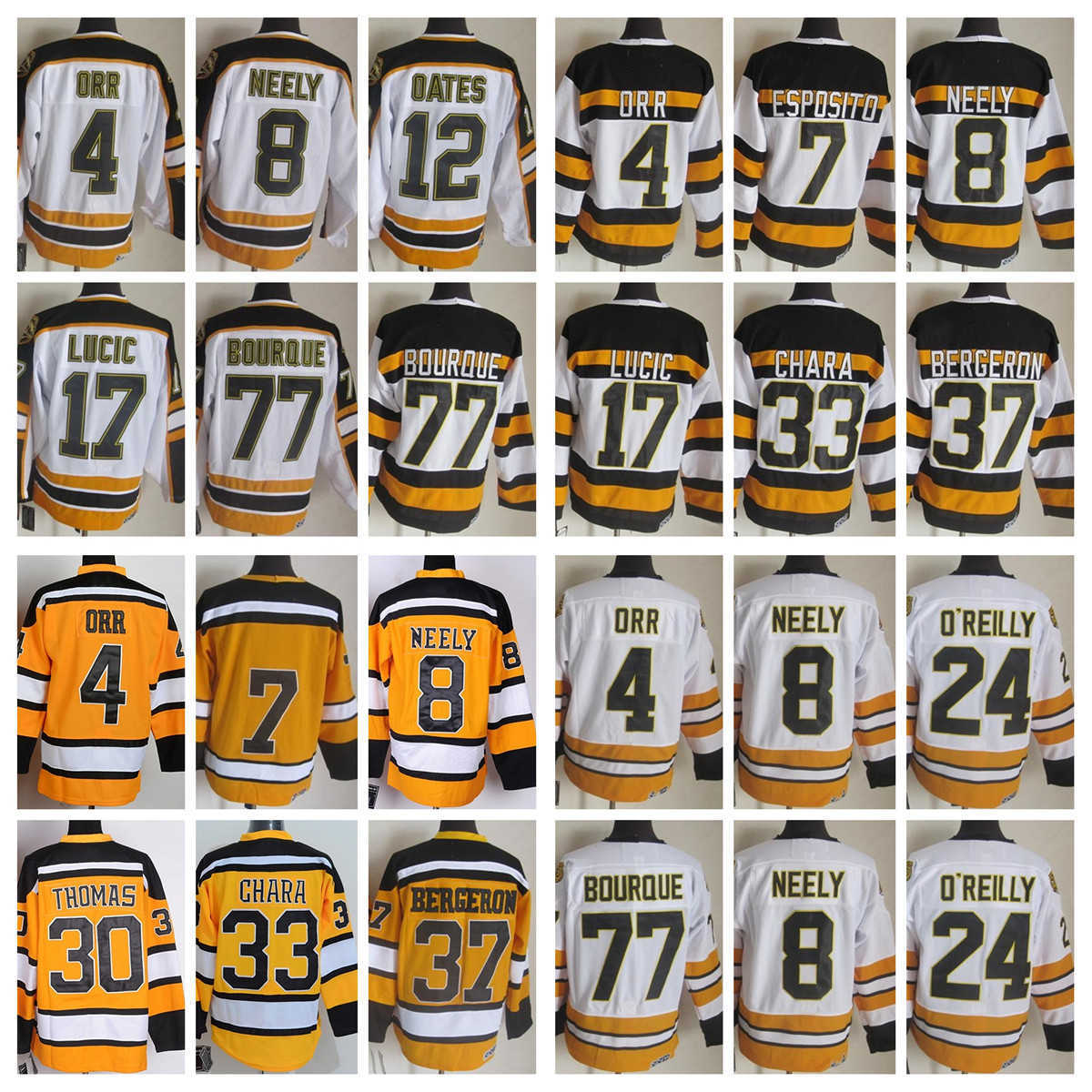 

Boston''Bruins''New Retro Ice Hockey Jerseys 37 Patrice Bergeron 16 Sanderson Esposito O'reilly Oates Bucyk Lucic 4 Orr Neely Thomas 33 Chara Jersey, Same as picture