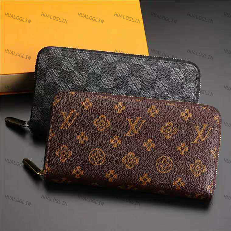 

New 2023 Holders women clutch wallet pu leather wallet single zipper wallets lady ladies long classical purse with orange box card 60017, Customize