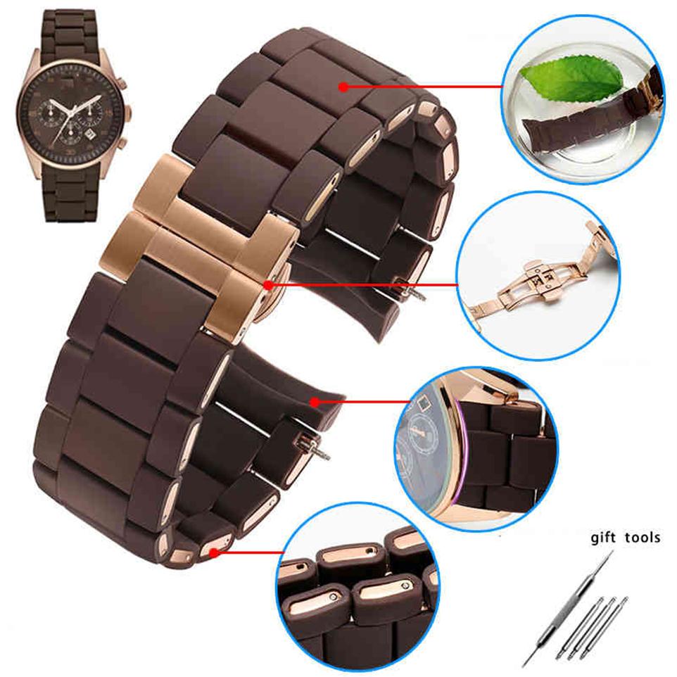 

Silicone Watchband steel in Rubber for AR5890 AR5889 AR5858 AR5920 AR5868 AR8023 man 23mm woman 20mm watch band bracelet280u