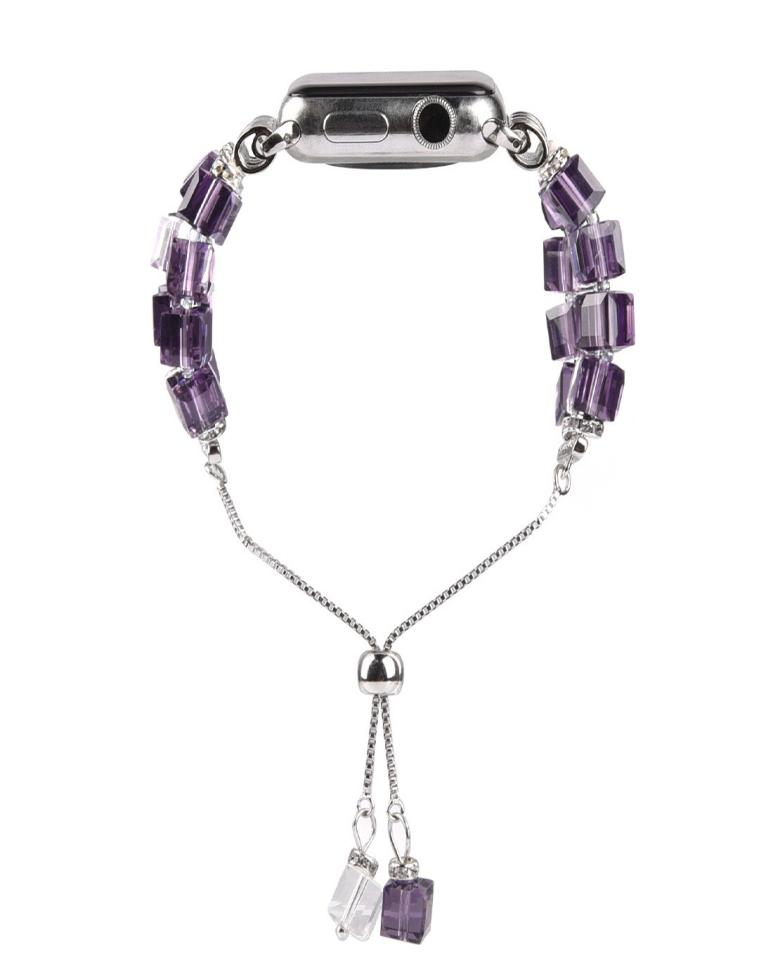 

ivywone design beads bracelet strap fashion crystal beaded metal band jewelry wristband bangle chain for iphone watch se series 6