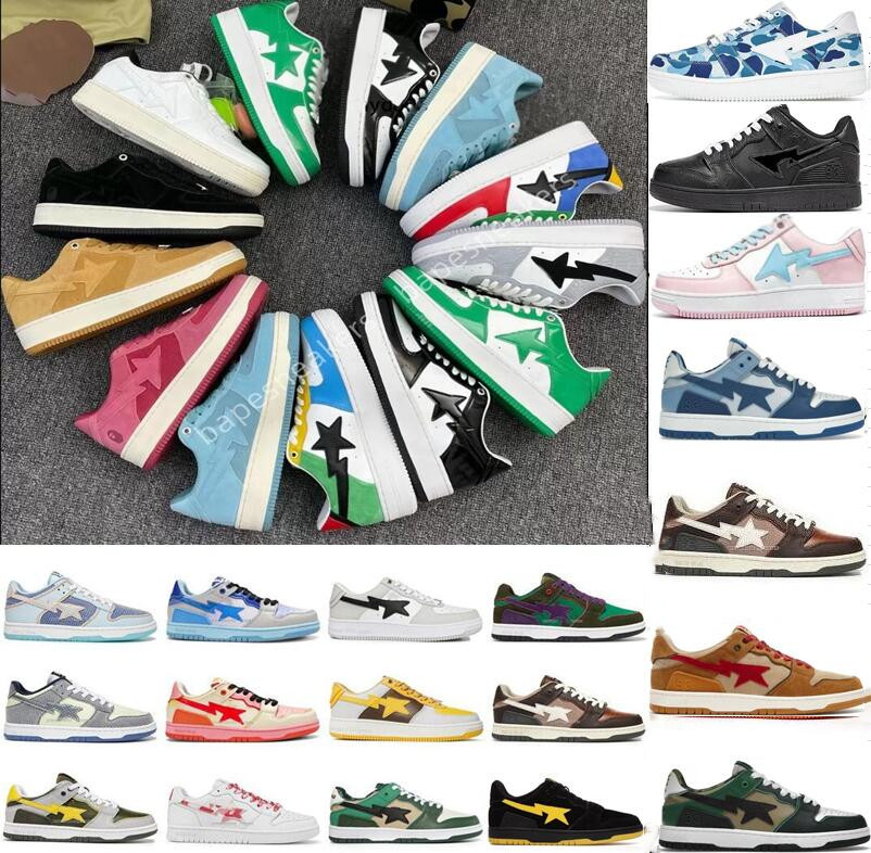 

men women trainers sports sneakers classic platform shoe Bapestas SK8 off running shoes SK8 Baped Designer bapesta camo black white green red orange camouflage, Box