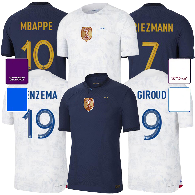 

soccer jerseys French fra nce home and away Sets 2022 BENZEMA MBAPPE GRIEZMANN 2023 POGBA GIROUD KANTE Maillot de foot equipe Maillots kids kit Francia football shirt, Red