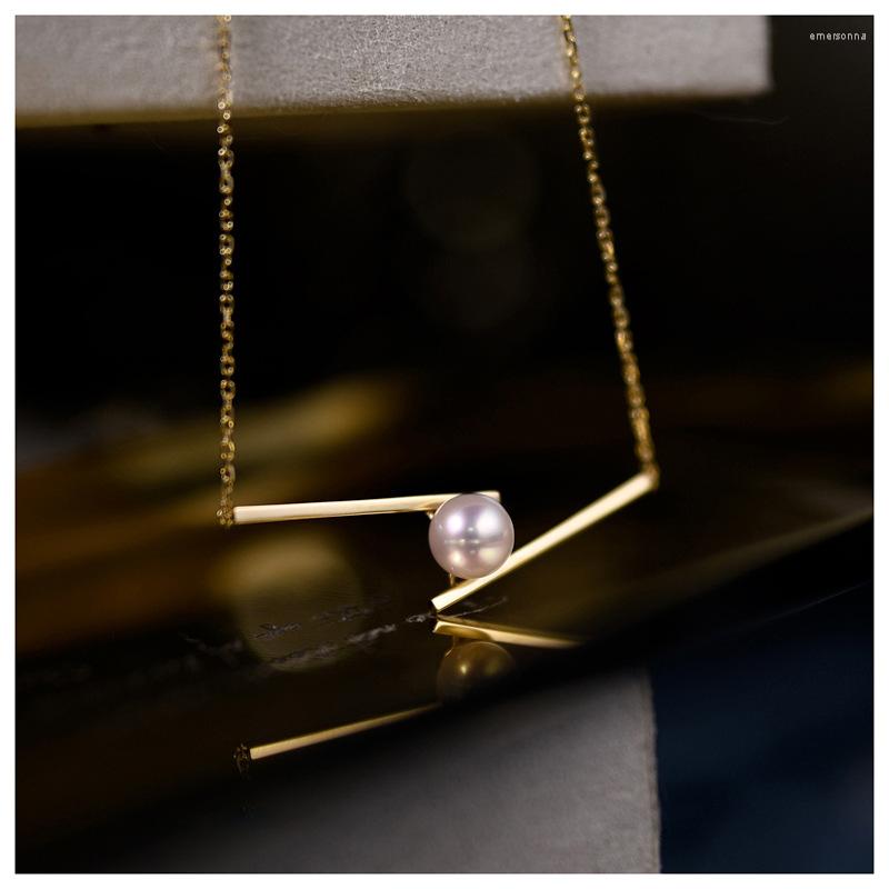 

Chains TKJ 18K Gold-Plated Color-Preserving Necklace Balance Wood Set Chain Clavicle Light Luxury Niche Design High-End Sense